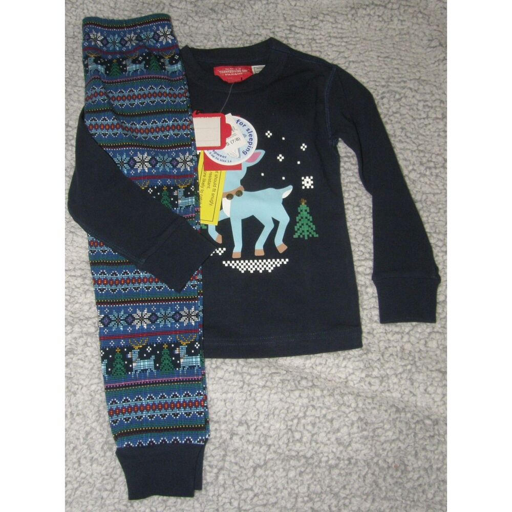 NEW Unisex Sz Small (7/8) Holiday Christmas Snug Fitting 2 Pc Pajama Lounge Set